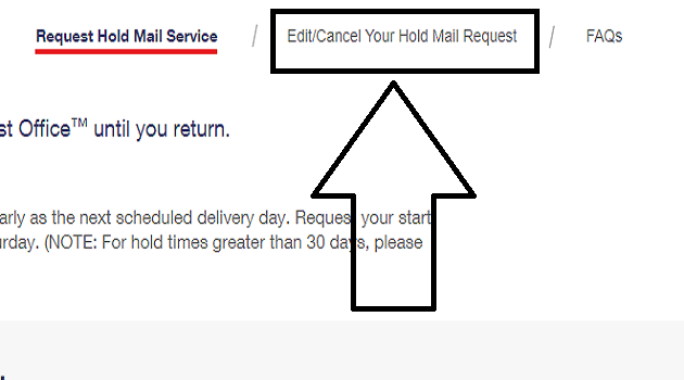 Edit cancel Hold Mail Online