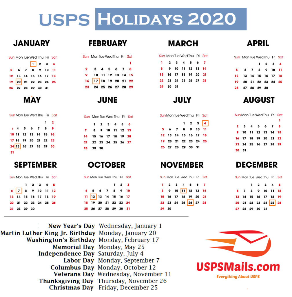 usps holidays 2020