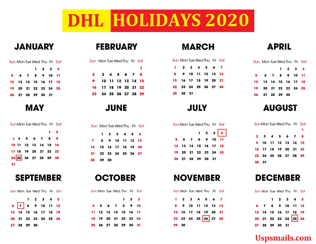 dhl holidays 2020