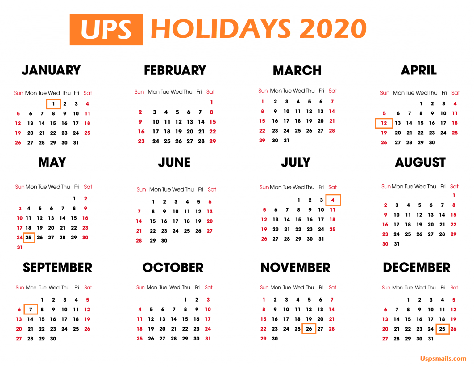 UPS Holidays 2020 List of UPS Holidays with Schedule